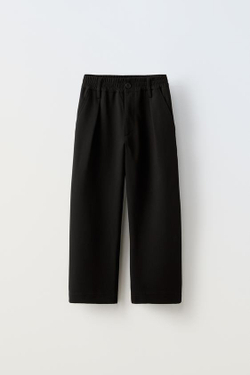 ZARA БРЮКИ С ЗАЩИПАМИ, ЧЕРНЫЙ