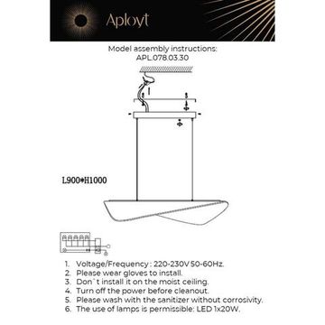 Подвесной светильник 20W 3500K APL.078.03.30 прозрачный/золото Klasild Aployt