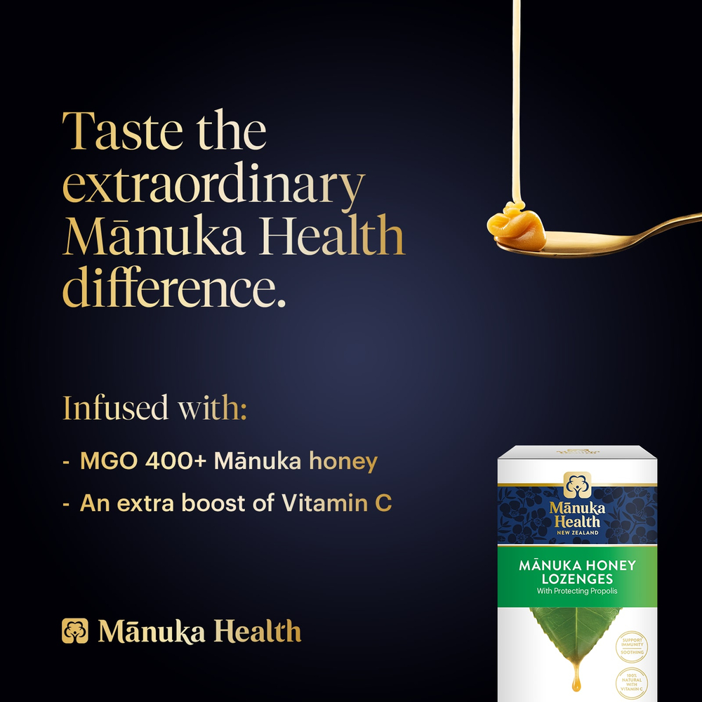 Manuka Health, Леденцы с медом Manuka, прополис, MGO 400+, 15 леденцов