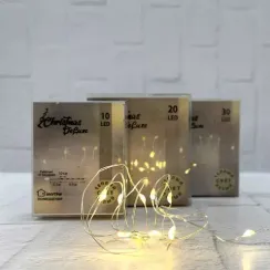 Гирлянда Роса на батарейках 30 теплых белых ламп, 290 см., серебряный провод, Christmas DeLuxe (87408)