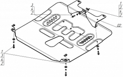 Защита картера двигателя, КПП. 2 мм, Сталь для BAIC X7 2020-н.в., Motodor.78505