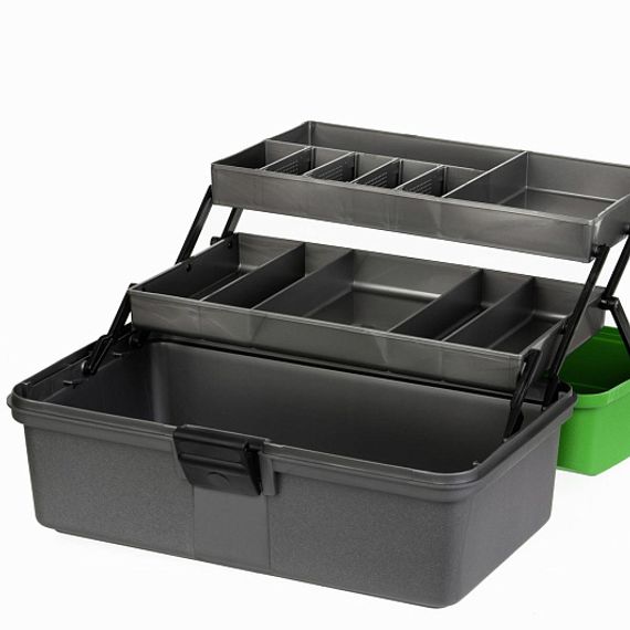 Ящик рыболова Helios двухполочный зеленый