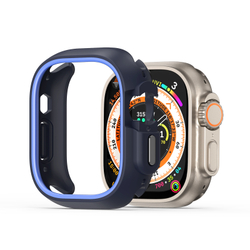 Чехол-бампер для часов Apple Watch Ultra 1 и 2 размер 49мм, темно-синий с синими вставками (Midnight/Blue) от Dux Ducis, серия Bamo Series Case