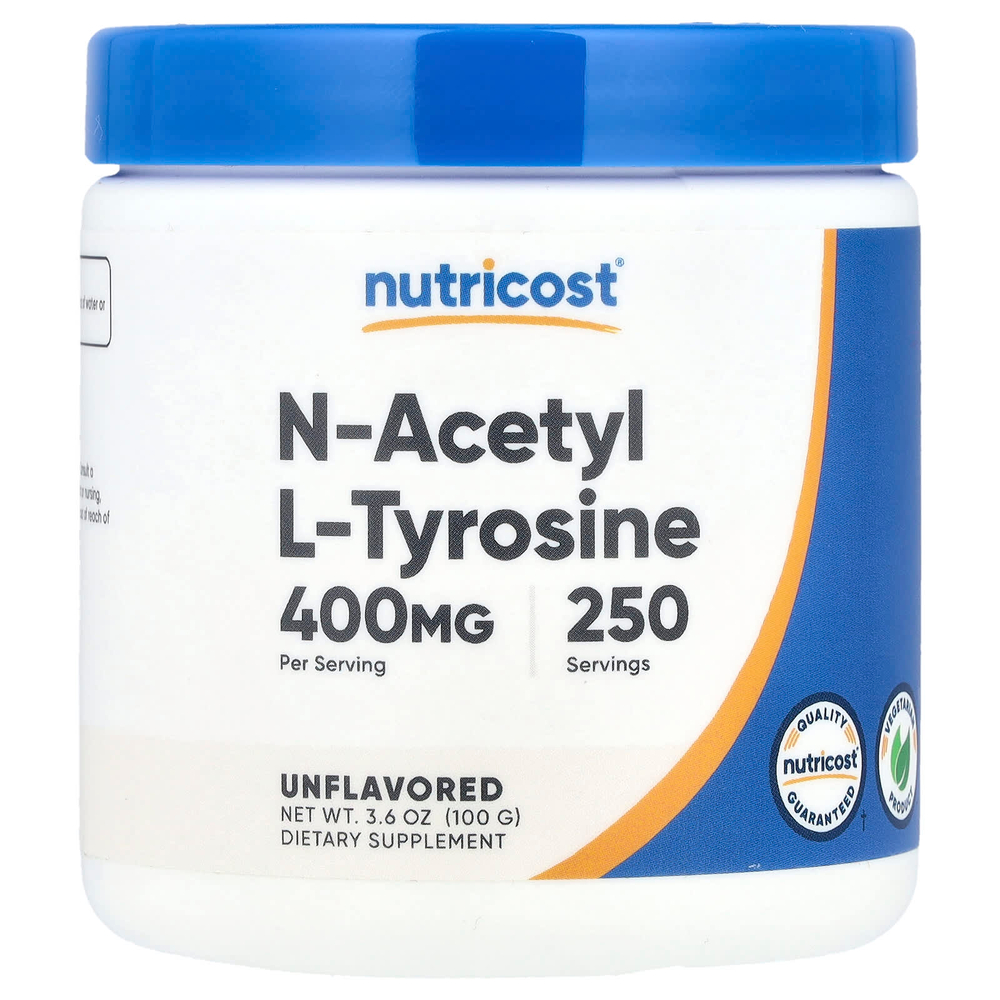 Nutricost, N-ацетил L-тирозин, без добавок, 100 г (3,6 унции)