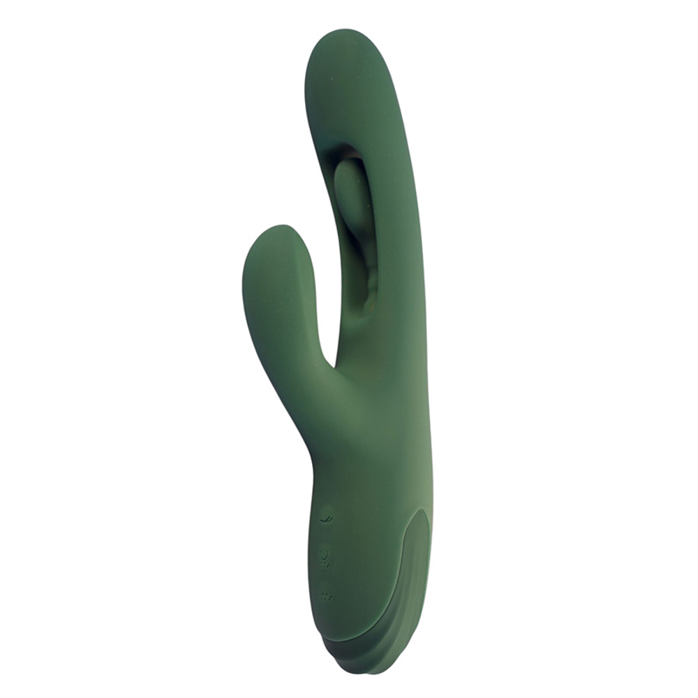 Зеленый вибратор-кролик 26см с подвижным язычком Amovibe Zenora Rabbit Vibrator Green