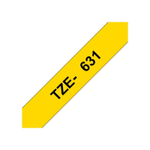 Brother TZE-631 кассета с лентой для печати наклеек, чёрный шрифт на жёлтой основе, 12мм*8м