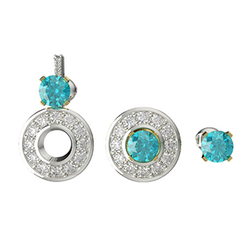 Серьги из серебра со вставками из выращенной шпинели и бесцветных фианитов