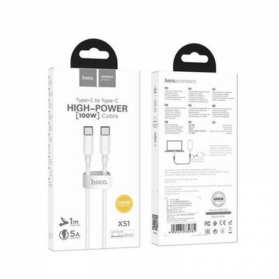 Кабель Type-C на Type-C Hoco X51 100W 1m (white)