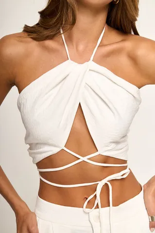 Топ с драпировкой из вискозы белого цвета