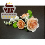 Цветочная ветка из сах.мастики,большая " Персиковая роза"