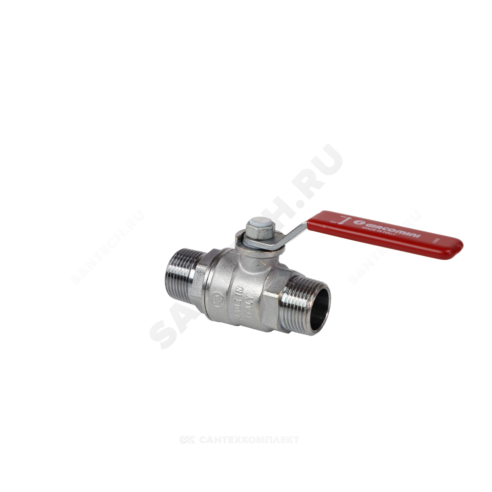 Кран шаровой латунь хром R253DL Ду 20 Ру42 НР рычаг красный Giacomini R253LX004