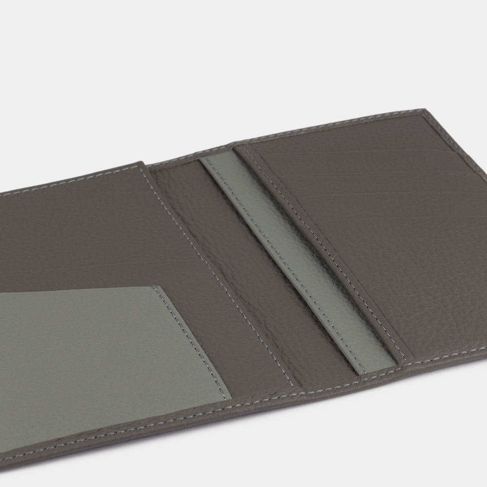 Обложка на паспорт и для автодокументов Paris из кожи теленка, серого цвета