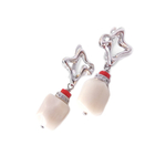 Серьги с белым и красным кораллом и стразами
