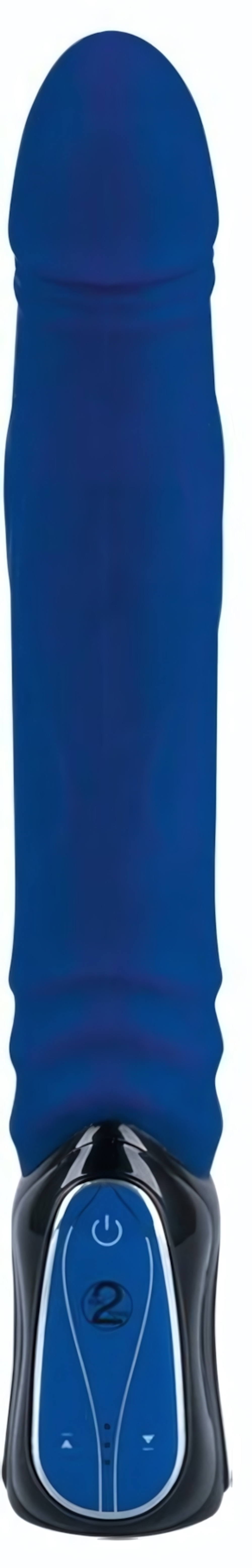 Синий вибратор с поступательным движением - 30 см. (Цвет: синий)
