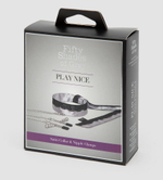 Атласный ошейник с зажимами для сосков Play Nice (Цвет: серебристый с черным)