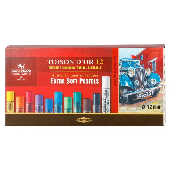 Пастель сухая художественная KOH-I-NOOR TOISON D`OR EXTRA SOFT 8552, 12 цветов