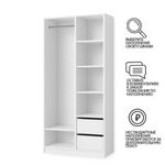 Шкаф Агератум МДФ двухсекционный с антресолью в белой эмали - Белый Фасадный 0101  90*60*260