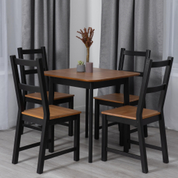 Стол Соната Люкс/ Sonata Lux table, 75х75х75 см массив сосны, антик/чёрный, 75х75х75 см