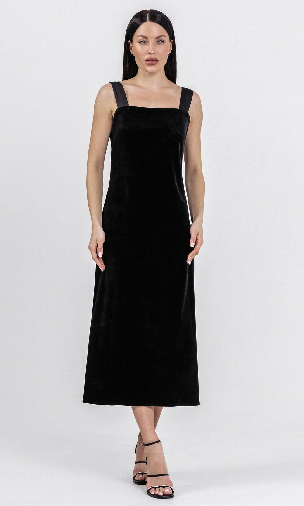 Платье-комбинация из бархата с лентами