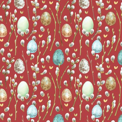 пасхальный принт на красном фоне