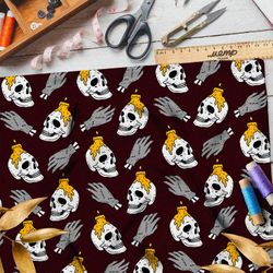 Ткань оксфорд 600 черепа с горящими свечами и серые кисти