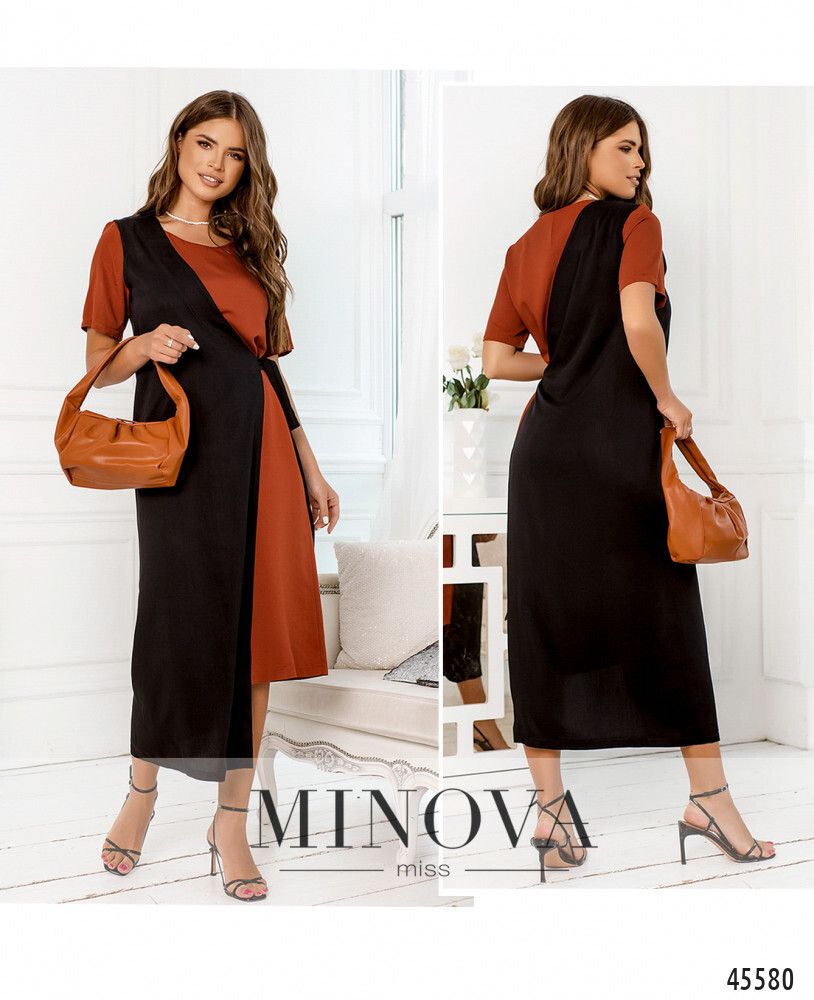 Платье 2288-терракотовый-черный Minova Платье 2288-терракотовый-черный Minova