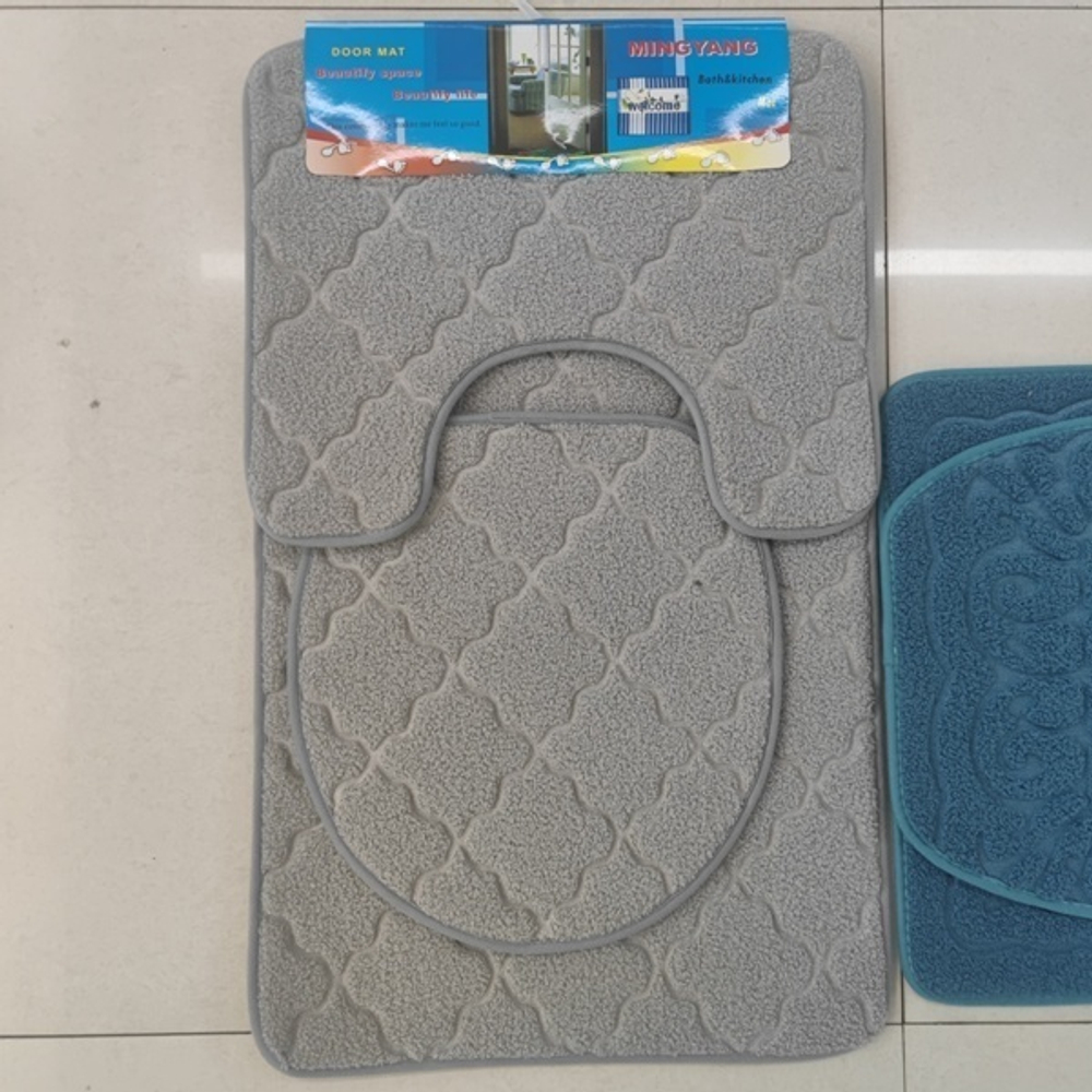 Набор для ванной и туалета 3 пр. «Tami» ( 2 коврика 50*80+50*40, 1 чехол на крышку унитаза)синий