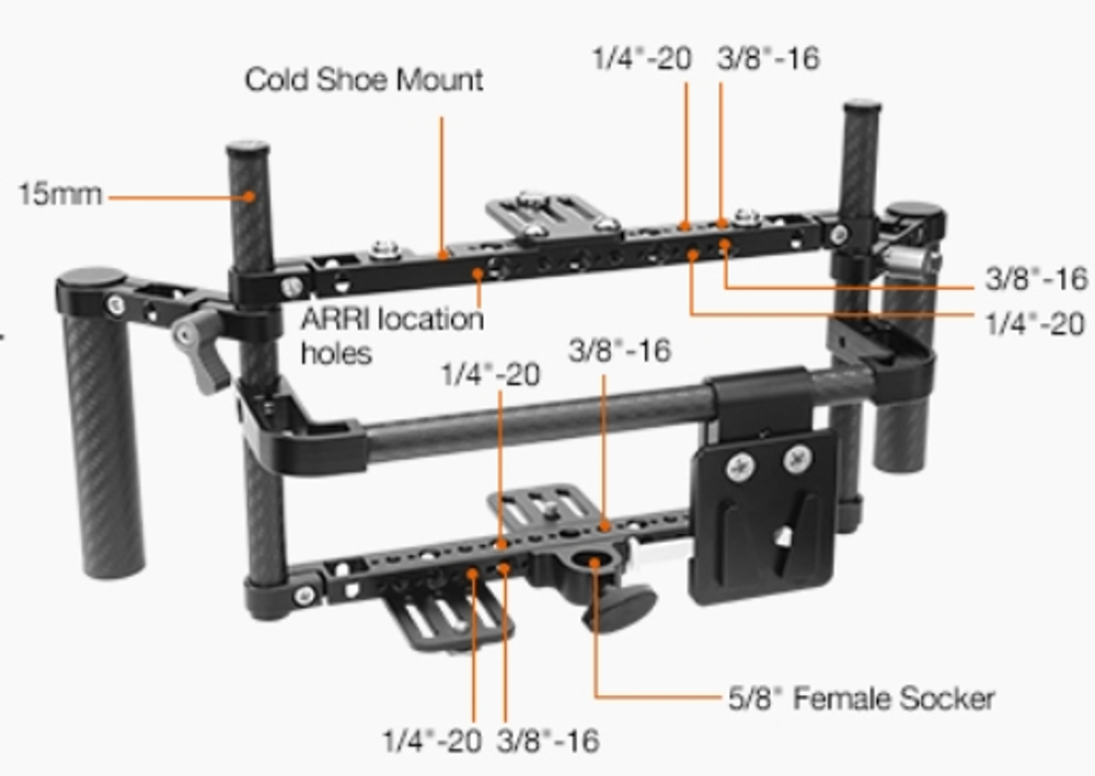E-IMAGE Q200 Carbon fiber monitor cage. Клетка для монитора (9")
