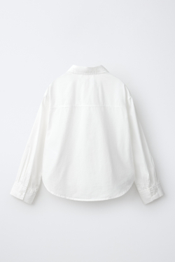 ZARA РУБАШКА ИЗ ПОПЛИНА, БЕЛЫЙ