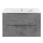 Тумба под раковину Vincea Mia Slim 800 подвесная, 2 выкатных ящика soft close, Beton