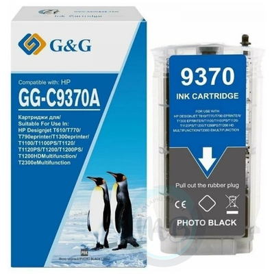 Картридж G&G, аналог HP C9370A (№72) для Designjet T610/T770/T790/T1100/T1200/T1300/T2300 фото черный 130ml