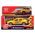 Модель ин. мет. "Renault Arkana спорт" 12см, двери, багаж, желтый, коробка ARKANA-12SRT-YE (Технопарк)