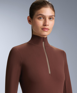 Oysho Термофутболка с застёжкой-молнией на половину длины, бургунди