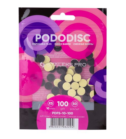 Сменные файлы на мягкой основе для педикюрного диска PODODISC STALEKS PRO XS 100 грит (50 шт)