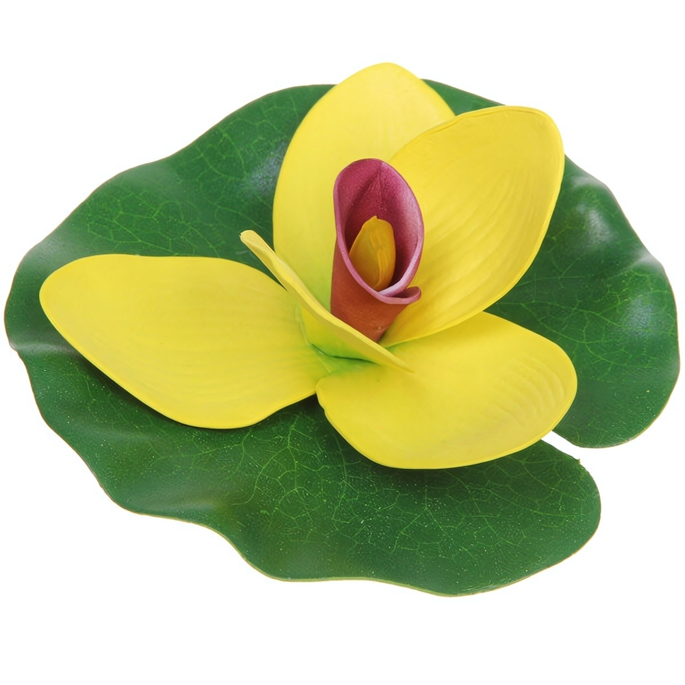 Фигурка прудовая "Кувшинка Экзотик" 15см желтая