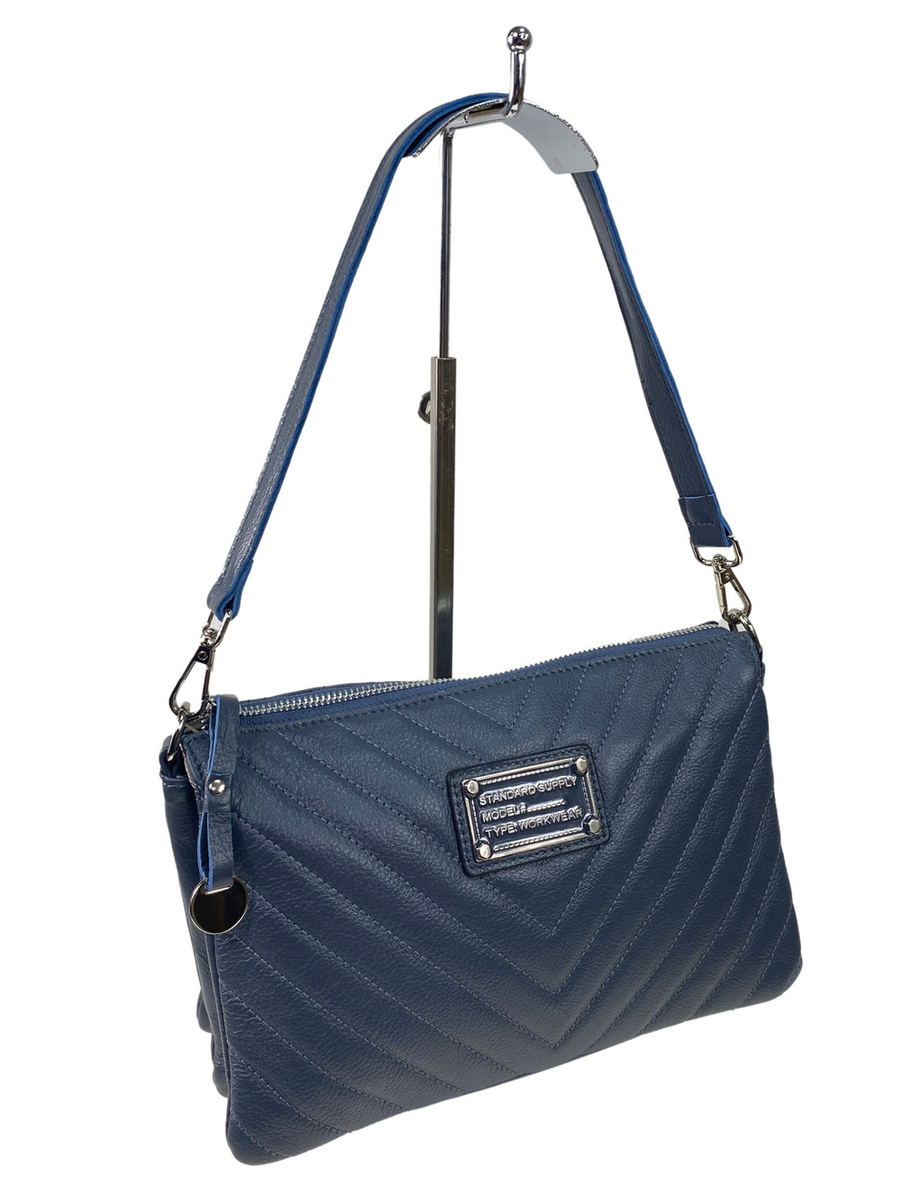 Женская сумка клатч из натуральной кожи, цвет синий