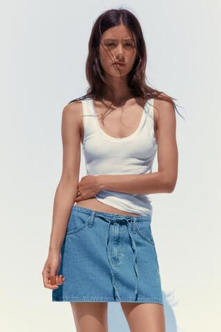 ZARA ДЖИНСОВАЯ МИНИ-ЮБКА TRF, СИНИЙ