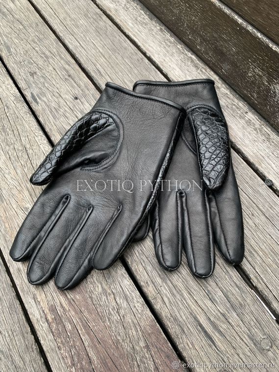 Мужские перчатки из кожи крокодила AC-87