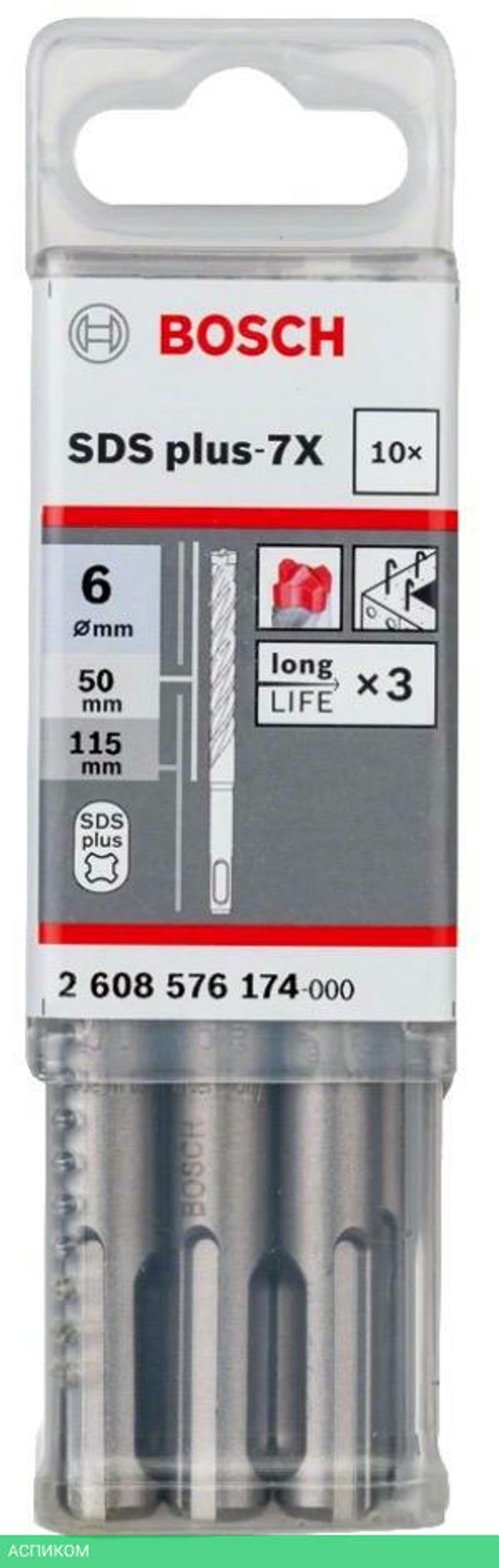 Бур Bosch SDS Plus-7X 6x50x115мм (-10-) 2.608.576.174