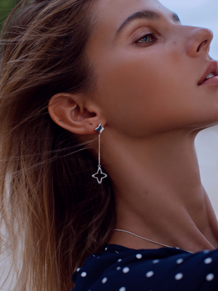 Серьги-трансформеры «Клевер» с подвесками