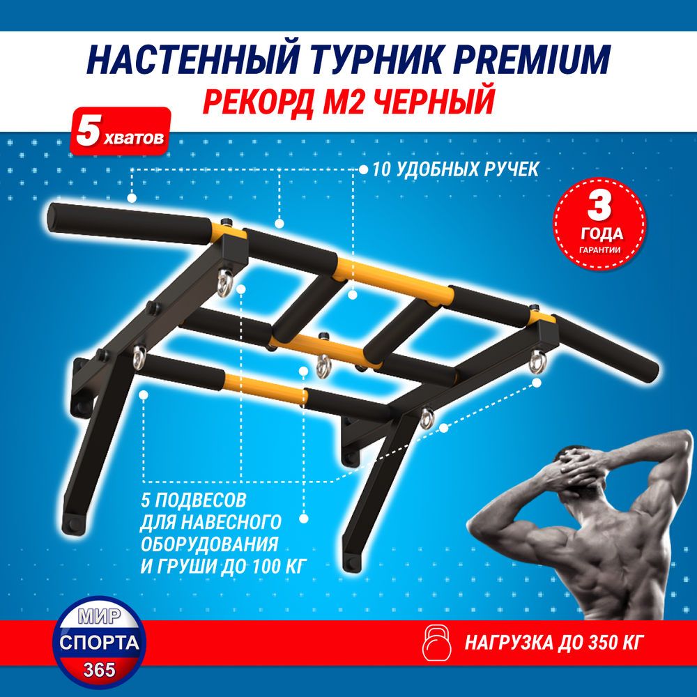 Турник настенный &quot;Рекорд M2&quot;, черный