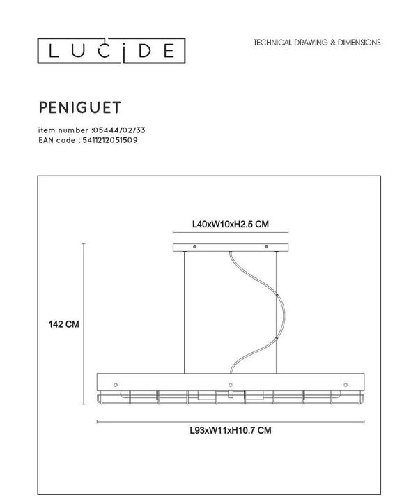 Подвесной светильник Lucide Peniguet 05444/02/33