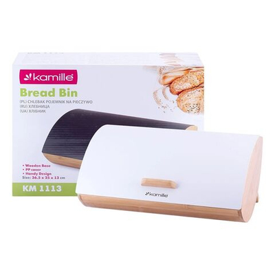 Хлебница бамбук, нержавеющая сталь, 35х25х16 см, в асс, Kamille, 1113