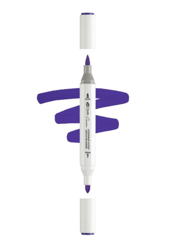 Маркер акриловый 2-х сторонний СОНЕТ кисть/пулевид. сапфировый