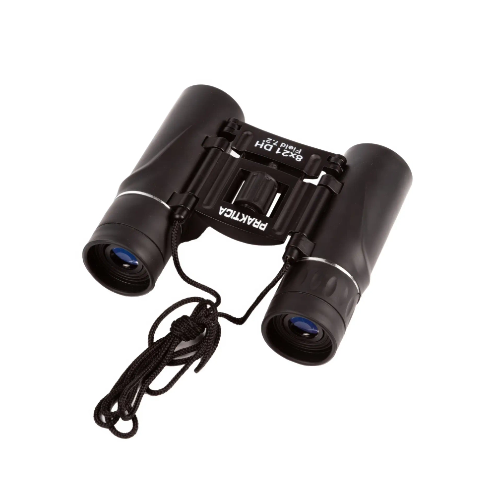 Бинокль Praktica Falcon 8x21 Black с черным шнурком, вид под углом