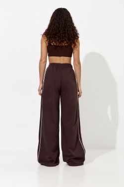 Широкие джоггеры с кантом цвета шоколад