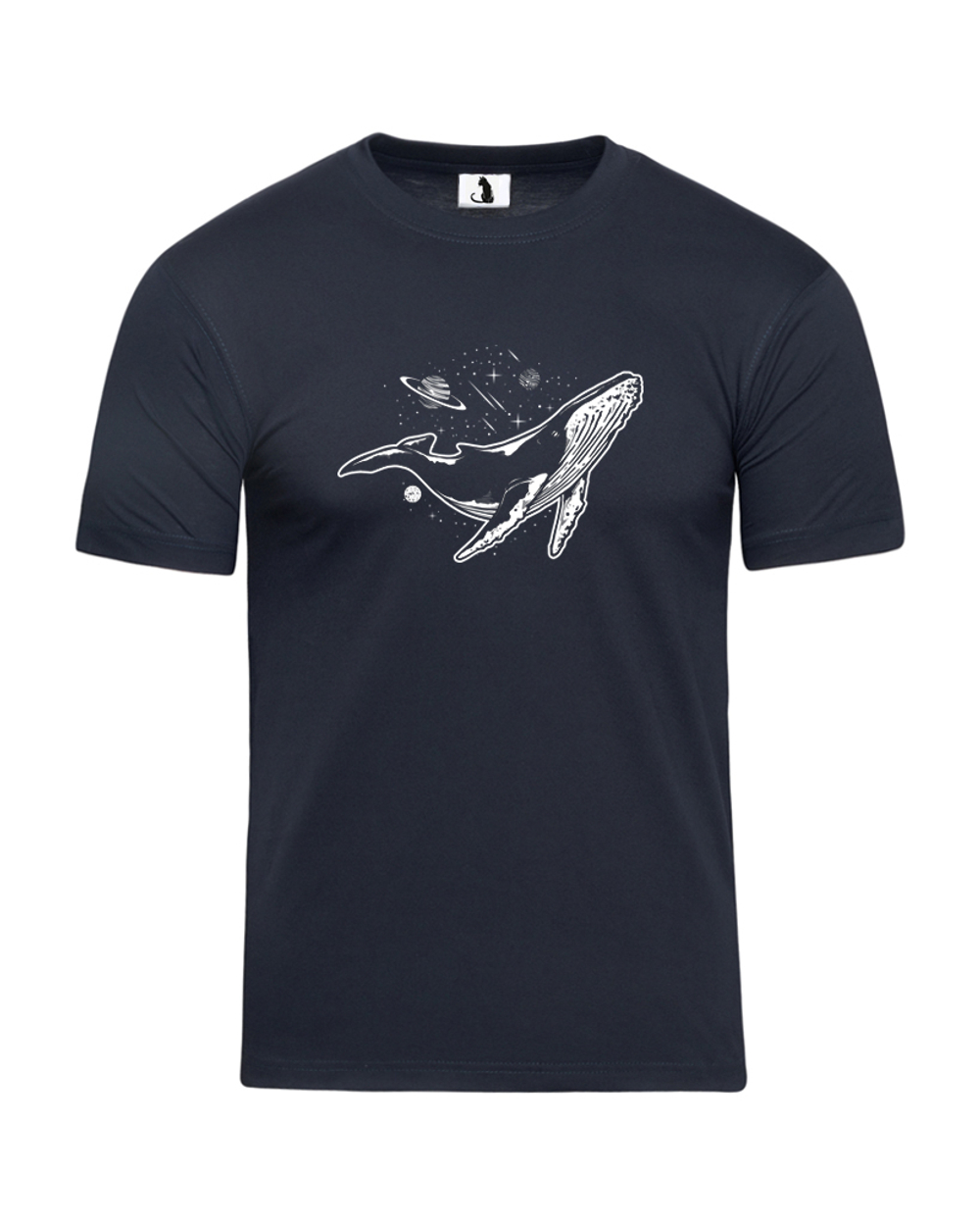 Футболка Космический кит прямая темно-синяя