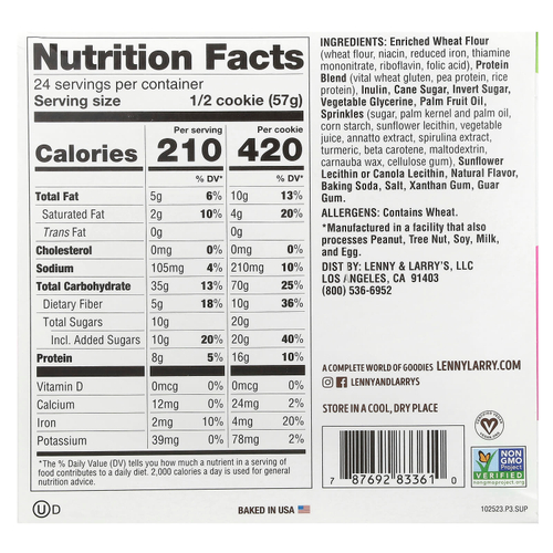 Lenny & Larry's, The Complete Cookie®, праздничный торт, 12 печений, 113 г (4 унции)