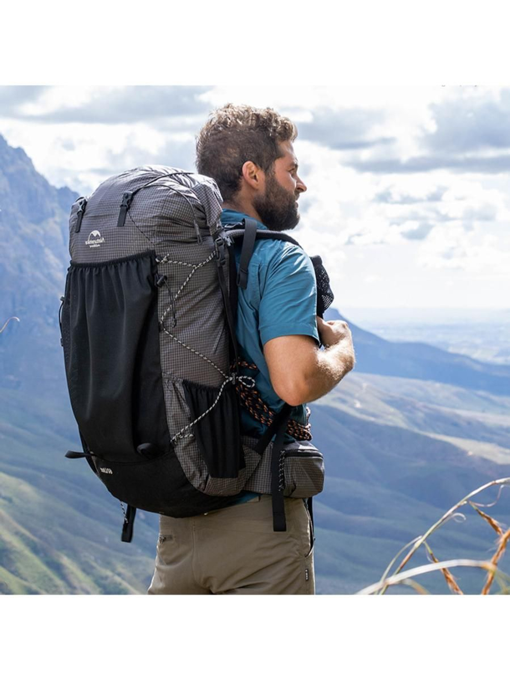 Рюкзак Naturehike Rock Series NH19BP095 60-65 л с рамой, dyneema, черный, 6927595761649