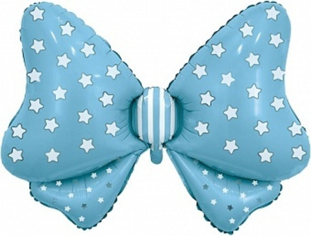 Р Фигура Бант белые звездочки Голубой 36''/91 см